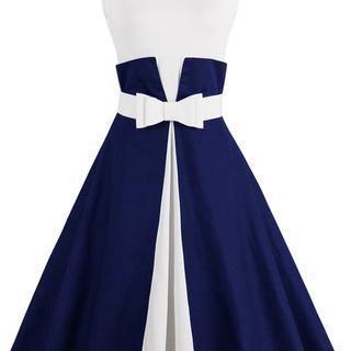 One More Time Cute Bow Vintage Dress Strapless..