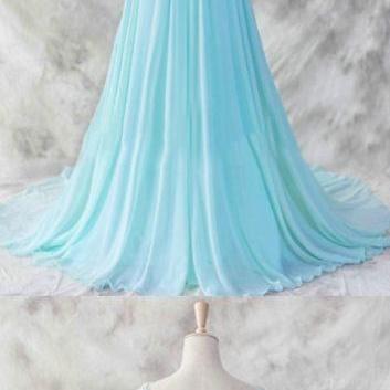 Feminine Sleeveless Prom Dresses, Light Blue..