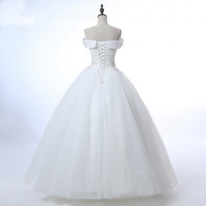 Long Wedding Dress, Off Shoulder Wedding Dress,..