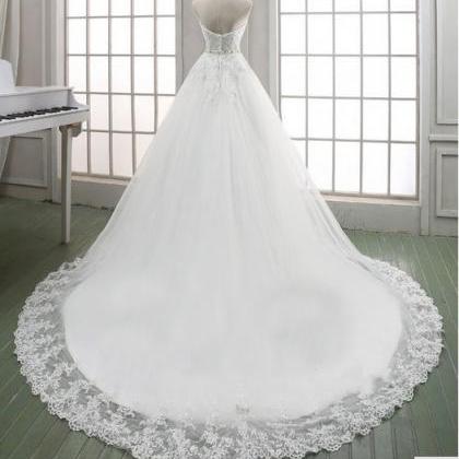 Long Wedding Dress, Lace Sweet Heart Wedding..