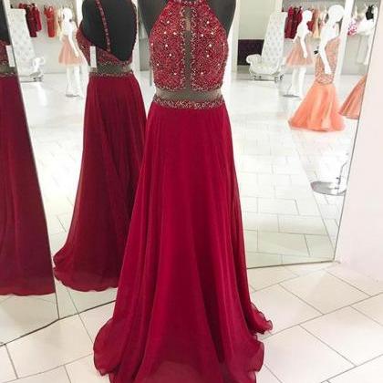 Sexy Open Back Prom Dress,burgundy Party..