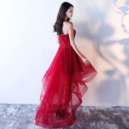 Red Prom Dress Off-the-shoulder Party Dress Lace..