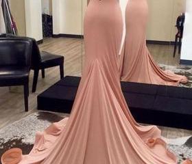 Charming Blushing Pink Sweetheart Sleeveless Mermaid Lace Evening Party Gowns Long Slit Online main image 1