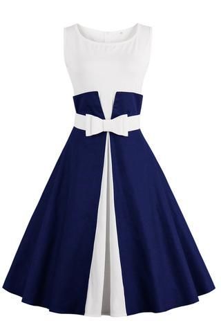 One More Time Cute Bow Vintage Dress Strapless Evening Dress