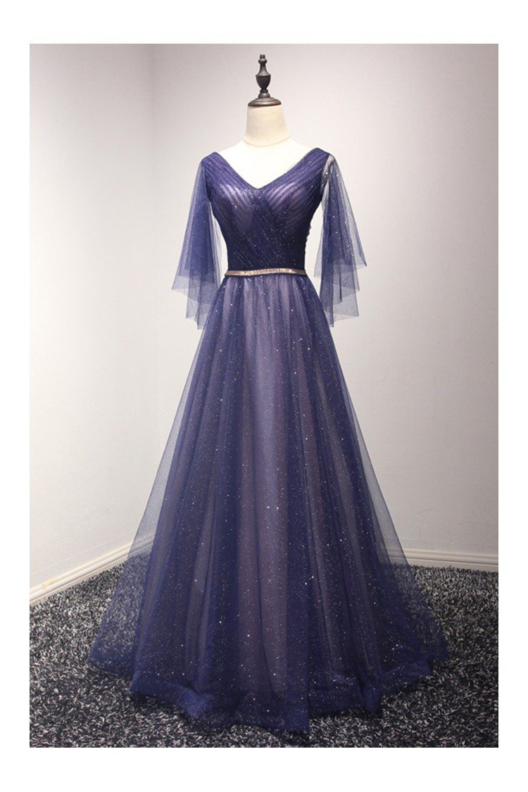 Blue Puffy Dress with Sleeves