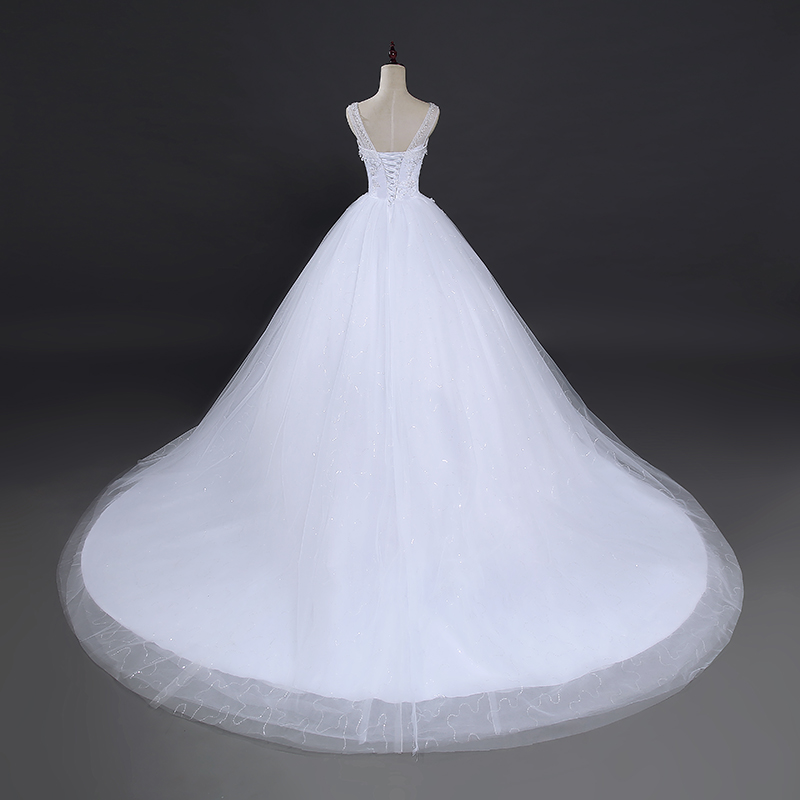 Long Wedding Dress, A-line Wedding Dress, Sleeveless Wedding Dress, Sequin Bridal Dress, Beading ...