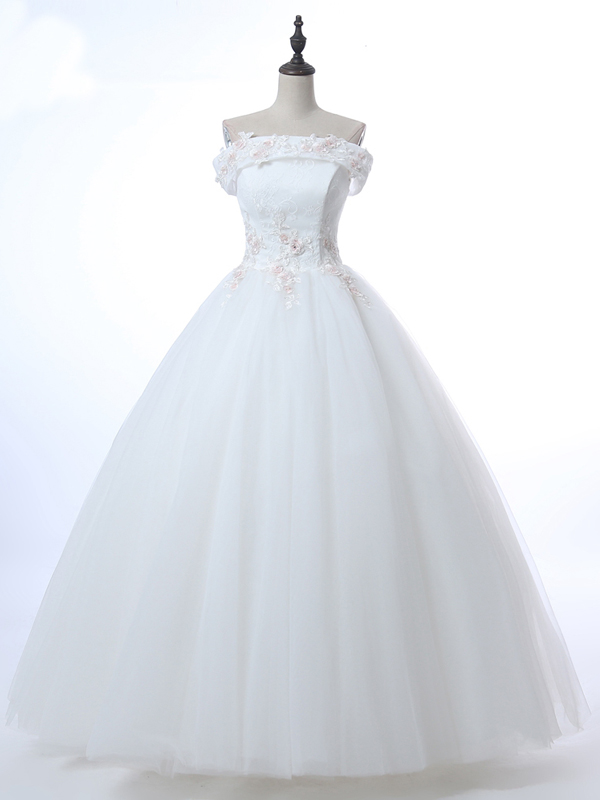 Long Wedding Dress, Off Shoulder Wedding Dress, Applique Bridal Dress,wedding Ball Gown, Beads Wedding Dress, Lace Honest Wedding Dress