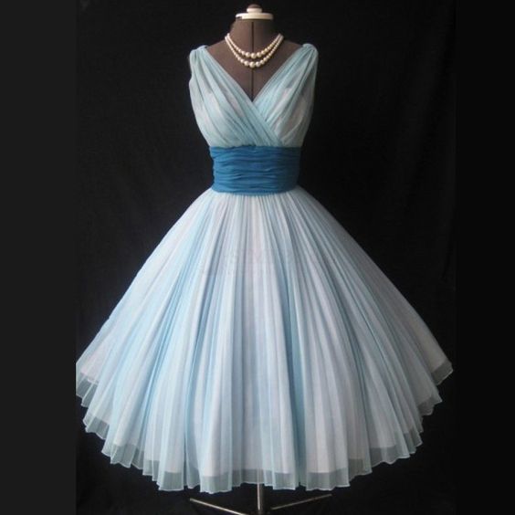 ice blue tea length dress