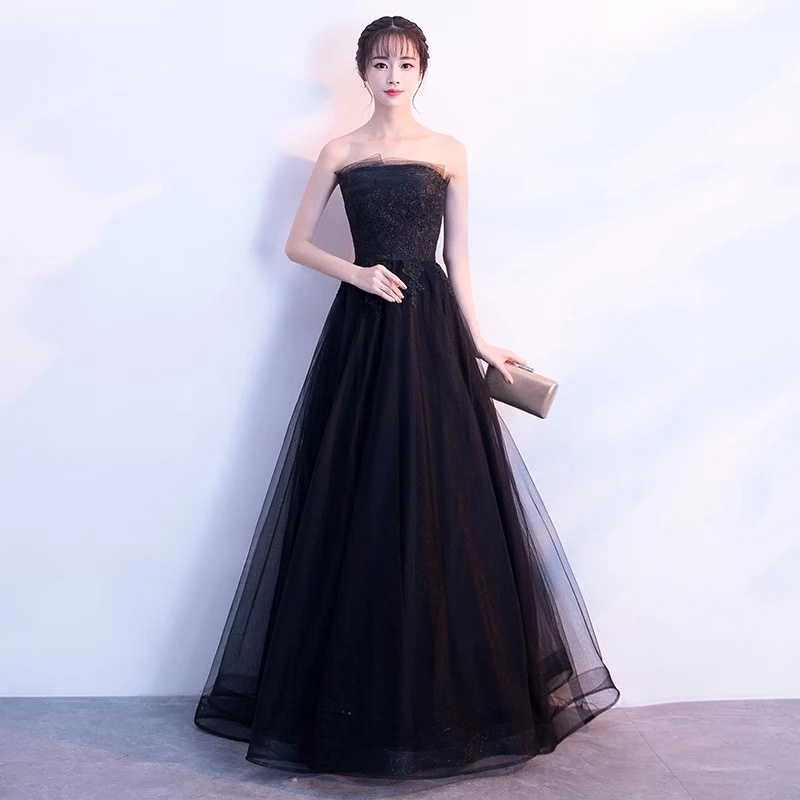 Black Evening Dress Long Evening Dress Off-the-shoulder Prom Dress ...