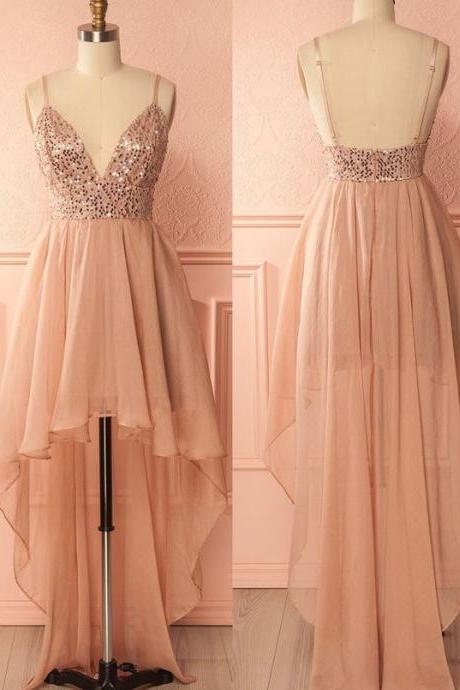 Sexy Backless Prom Dresslong Prom Sexy Bridesmaid Dressesrose Gold Sequin Prom Dresssequin 8451