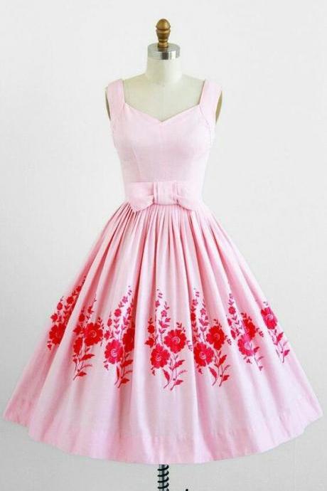 A-line Sequins Bodice V-neck Simple Prom Dress,Pink Chiffon Bridesmaid ...
