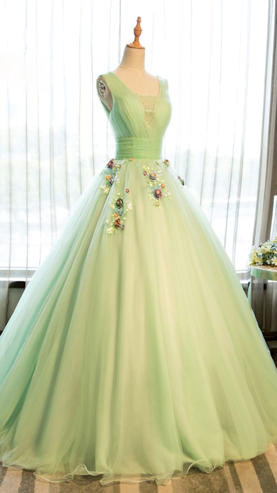 pastel green long gown